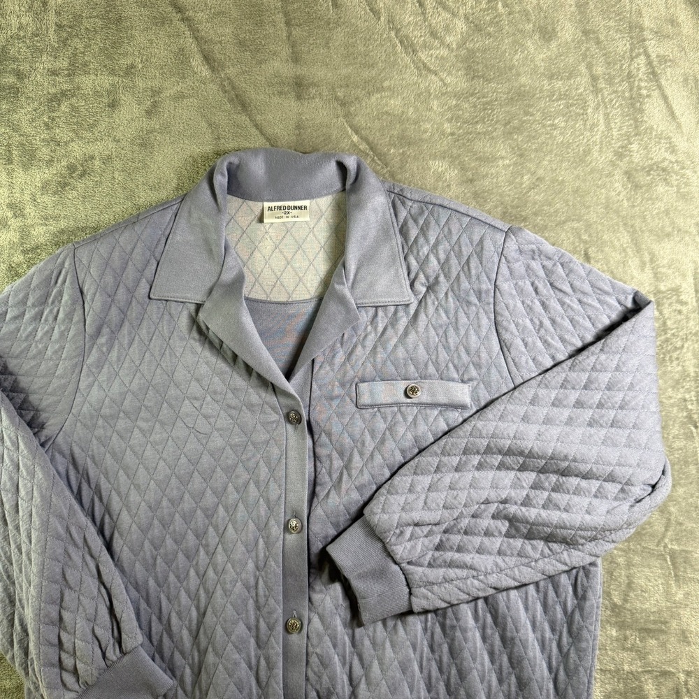 Vintage Alfred Dunner Quilted Cardigan Top Button Front Lightweight 2X